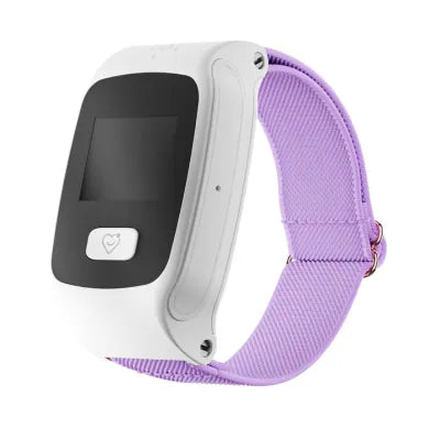 Weißes Gehäuse, lila Armband